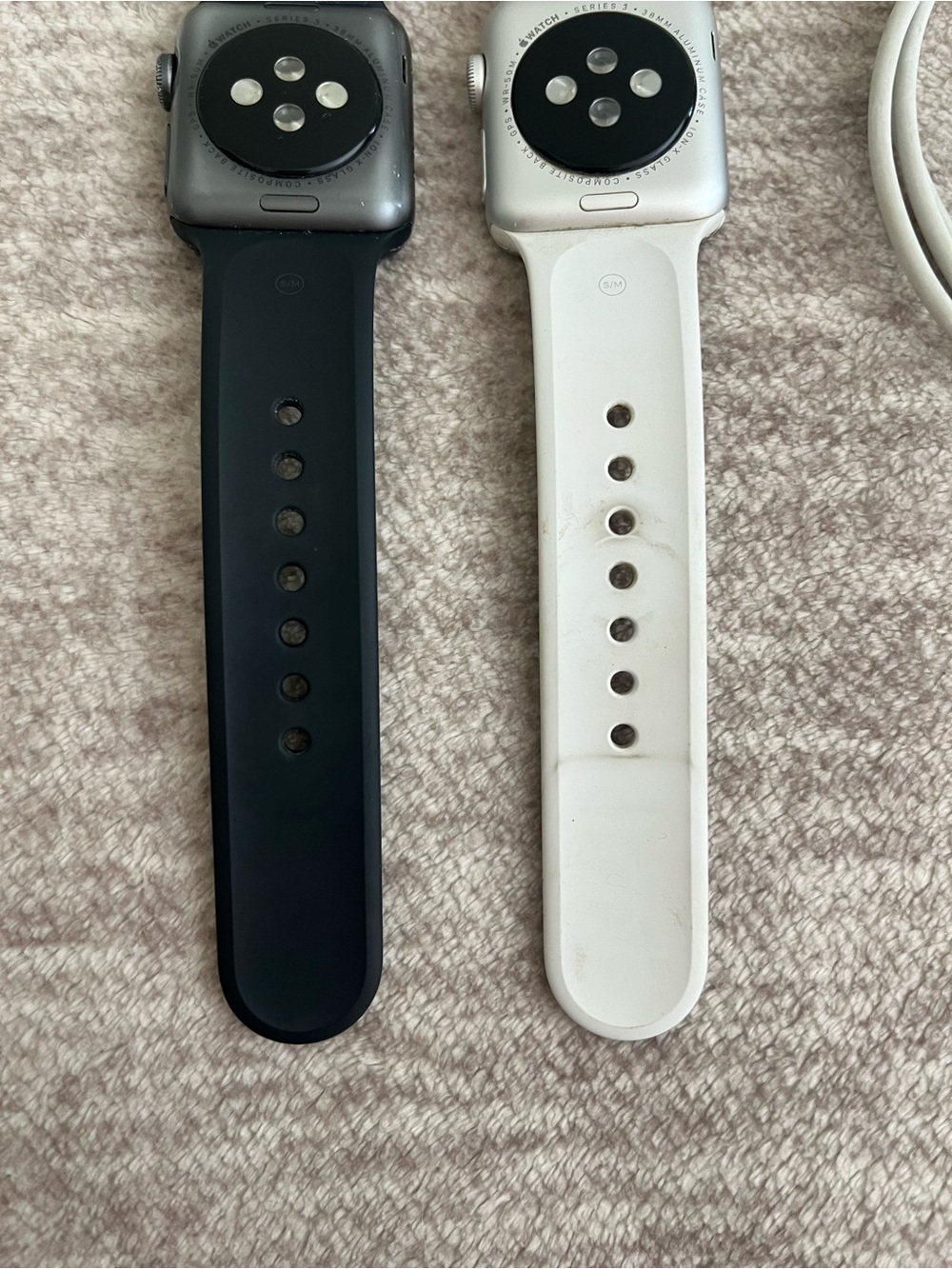 Bundle of 2 Apple Watch Series 3 (38mm) GPS Aluminum – Black & White – S/M Bands - Picture 5 of 10